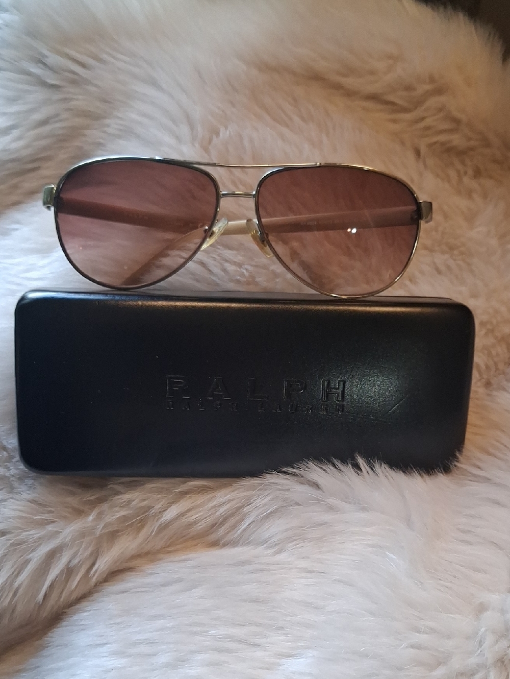 NWOT Ralph Lauren RA4004 Aviator Sunglasses, Silver Gold